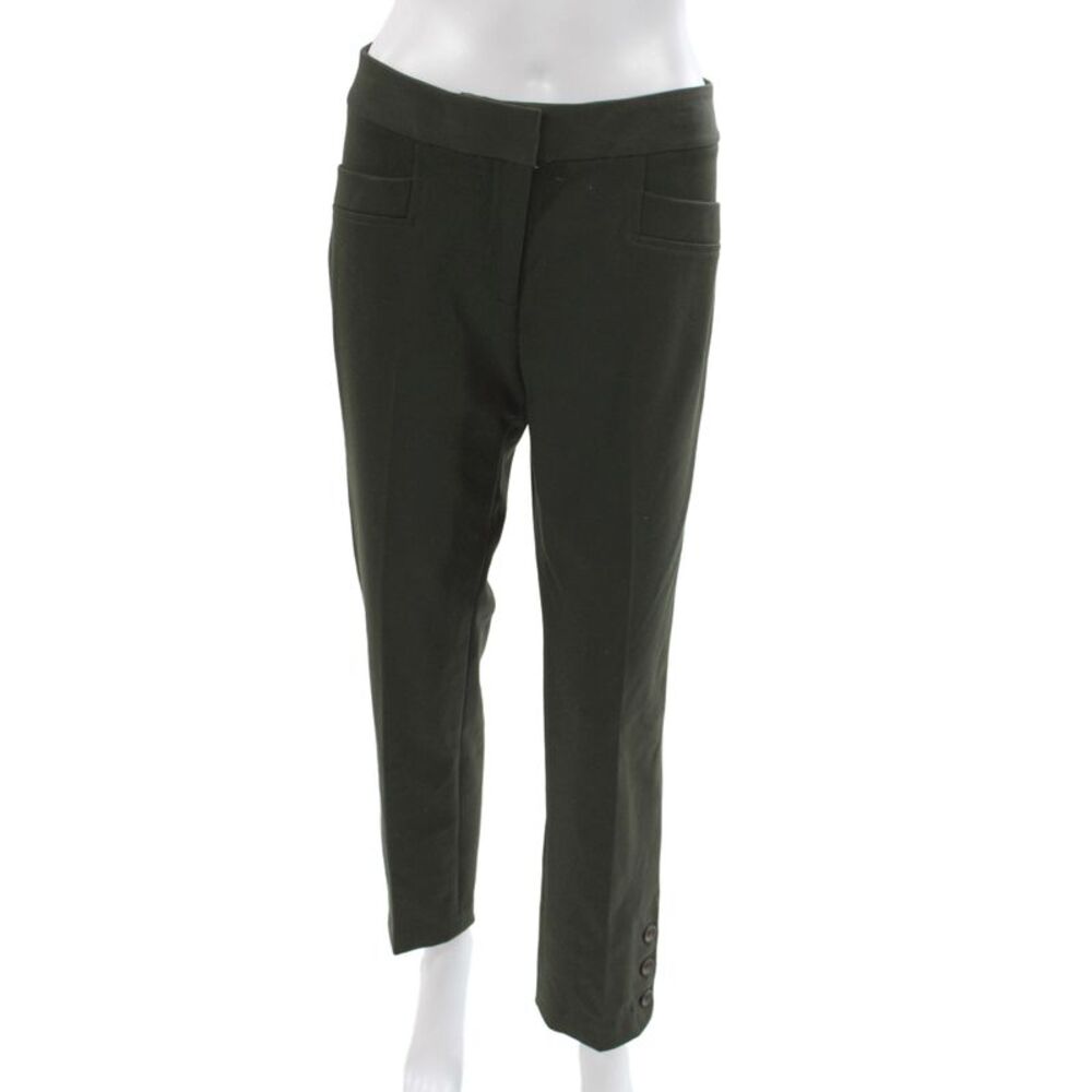 Elliott Lauren Womens Green Ankle Pants Button Closure Size 6